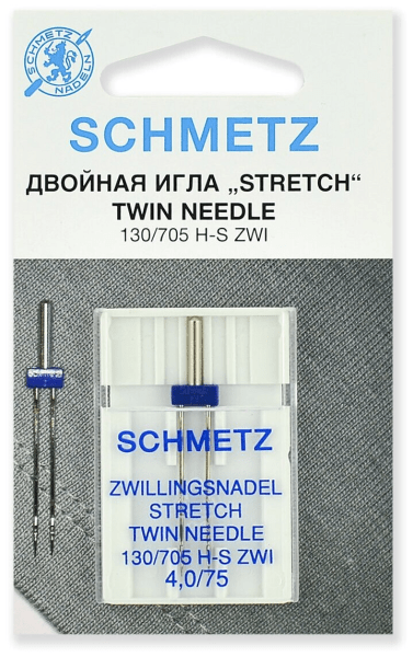 Иглы Schmetz стрейч двойные 130/705 H-S ZWI 4,0/75, 1 шт в Балабаново